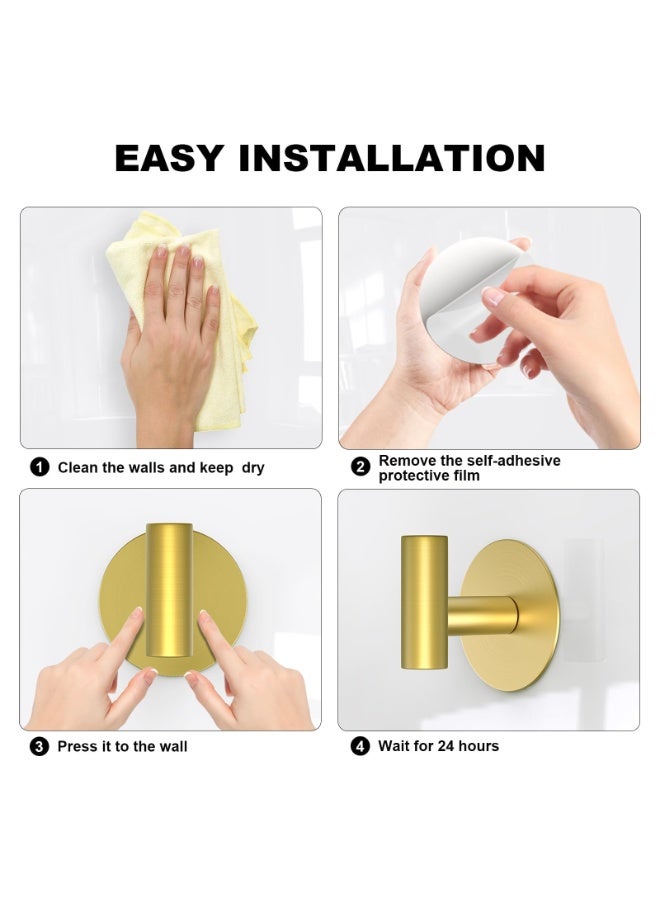 أوشيما 4 قطع الذهب الذاتي اللاصق الخطايق, اللاصق الذهب مناشفة الخطايق, ماتي الفولاذ المقاوم للصدأ لاصق الخطايق للتعليق, 4 حزم منشفة معطف الخطايق, منشفة الخطايق الثقيلة للحمام, غرفة النوم RV والمطبخ - Image 5